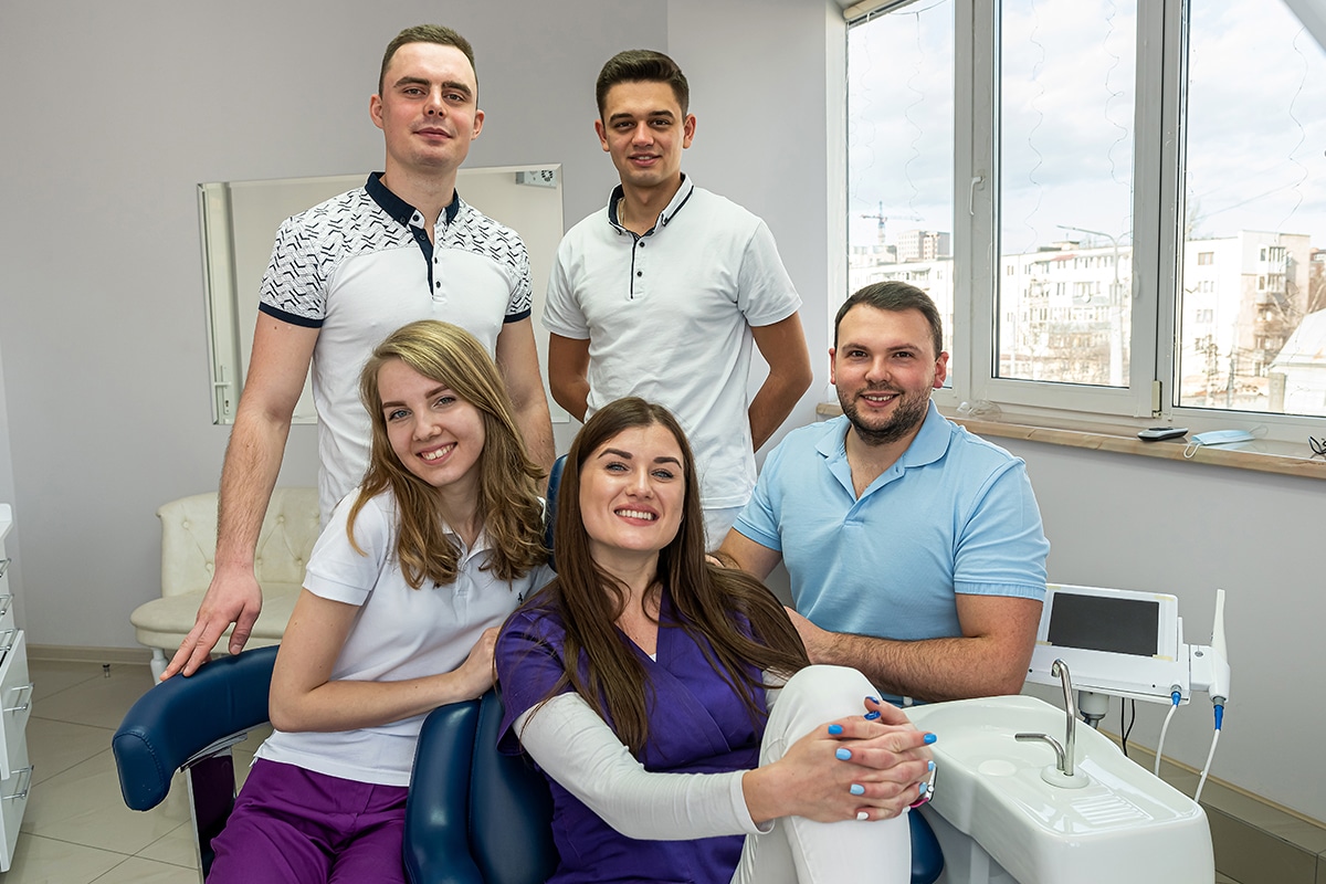 A photo of a group of dentists